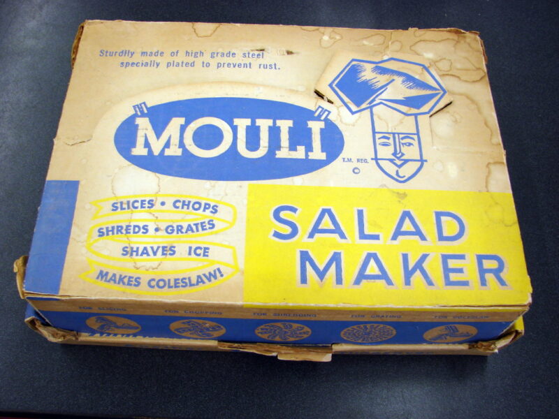 Vintage Mouli Julienne Salad Maker Complete Box Shred Dice Grate Chop Slice, Moose-R-Us.Com Log Cabin Decor