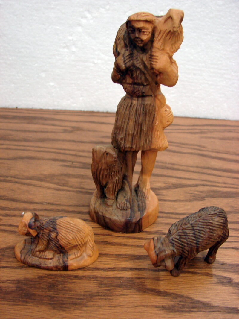 Hand Carved Olive Wood Nativity Shepherd 3 Piece Made in Holy Land, Moose-R-Us.Com Log Cabin Decor