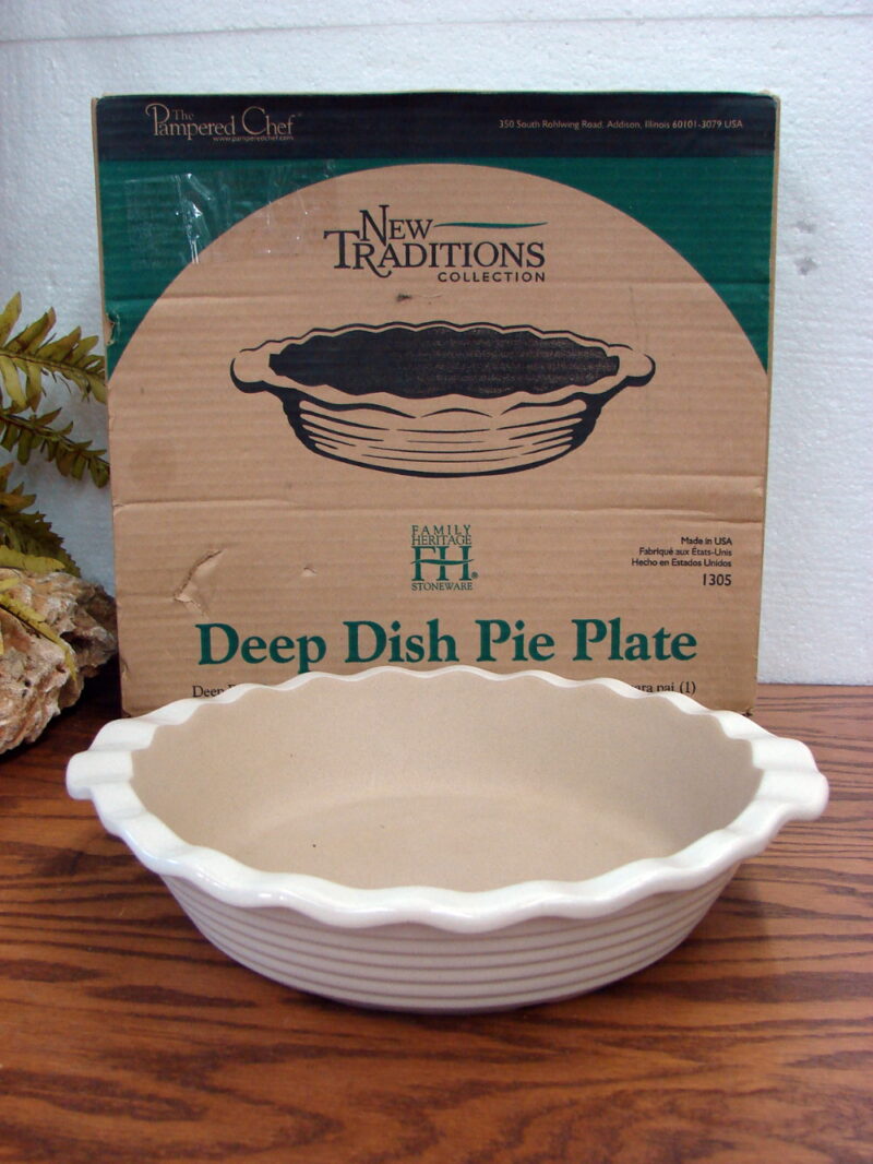 Pampered Chef New Traditions Stoneware Deep Dish Baker Pie Pan Plate #1305, Moose-R-Us.Com Log Cabin Decor