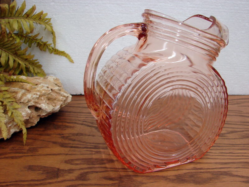 Vintage Hazel Atlas Pink Depression Glass Big Ben Bullseye Tilt Pitcher, Moose-R-Us.Com Log Cabin Decor