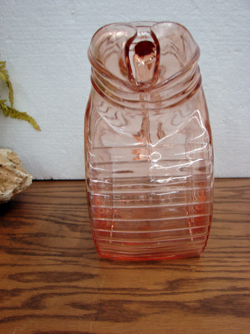 Vintage Hazel Atlas Pink Depression Glass Big Ben Bullseye Tilt Pitcher, Moose-R-Us.Com Log Cabin Decor