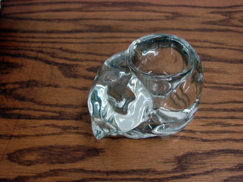 Vintage Crystal Heavy Glass Curled Cat Votive Tealight Candle Holder, Moose-R-Us.Com Log Cabin Decor