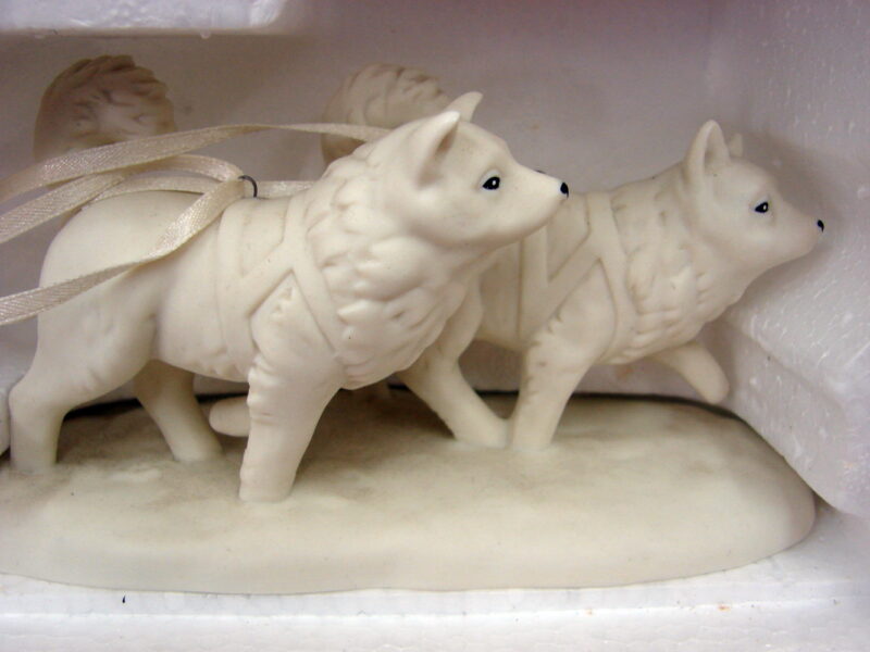 Dept. 56 Snowbabies Mush Figurine Husky Sled Dogs Two Part, Moose-R-Us.Com Log Cabin Decor