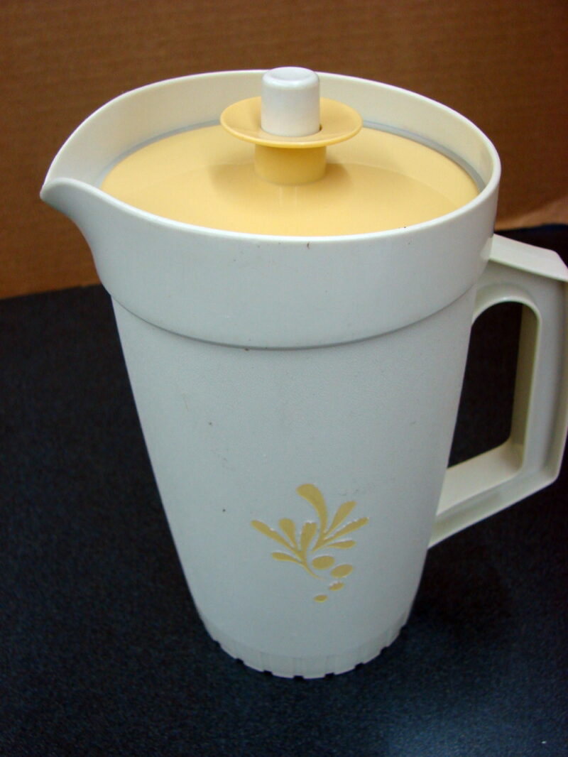 Vintage Tupperware #874 1 Quart Push Button Pitcher Almond Design, Moose-R-Us.Com Log Cabin Decor