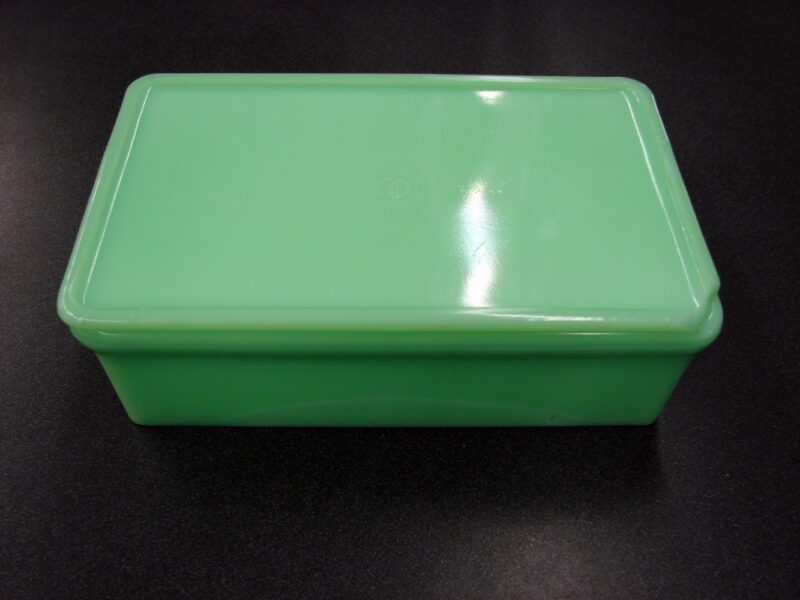 Vintage Green Jadeite McKee Glass Refrigerator Dish w/ Lid as is, Moose-R-Us.Com Log Cabin Decor