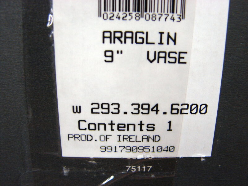 Vintage Waterford Araglin Crystal 9” Vase Original Tag Stickers Box, Moose-R-Us.Com Log Cabin Decor