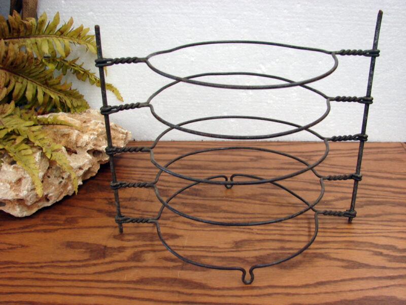 Antique Primitive Twisted Wire Pie Cooling Rack Farmhouse w/ Vintage Pie Tins, Moose-R-Us.Com Log Cabin Decor