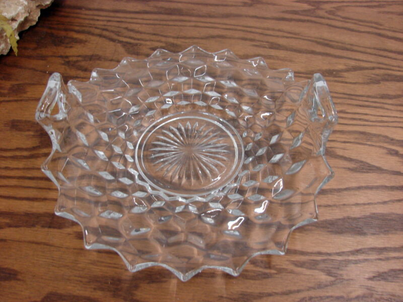 Vintage Crystal Fostoria American Cube Cubist Muffin Tidbit Rolled Edge Tray, Moose-R-Us.Com Log Cabin Decor