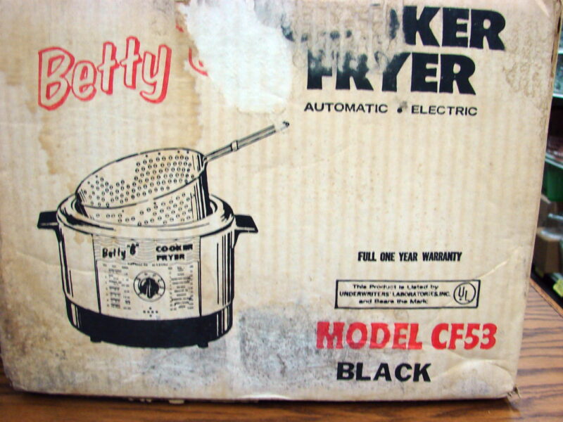 Vintage Betty G Dutch Oven Deep Fryer Cooker 5 qt Original Box, Moose-R-Us.Com Log Cabin Decor