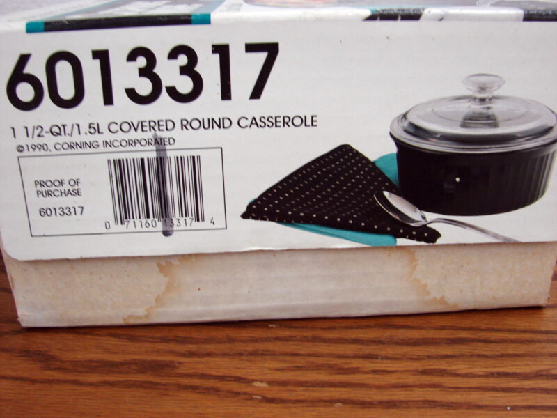 Corning Ware Classic Black 1 1/2 Qt Casserole Brand New in Box Oven Microwave, Moose-R-Us.Com Log Cabin Decor