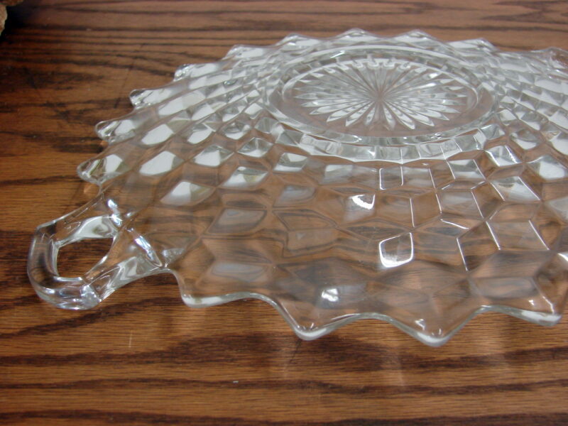 Vintage Cubist Fostoria American Clear Round Tidbit Tray w/ Handles, Moose-R-Us.Com Log Cabin Decor