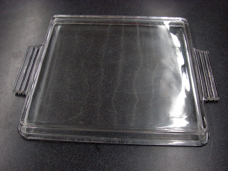 Vintage Heavy Glass Square Lid Deco Handles 11 3/4 x 10 3/4 x 1 1/4&#8243;, Moose-R-Us.Com Log Cabin Decor