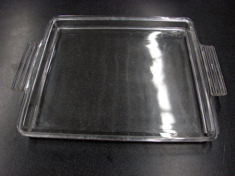 Vintage Heavy Glass Square Lid Deco Handles 11 3/4 x 10 3/4 x 1 1/4&#8243;, Moose-R-Us.Com Log Cabin Decor