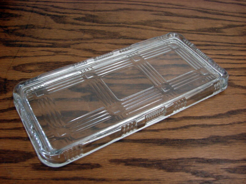 Vintage Hazel Atlas Crisscross Rectangular 8 x 4 Refrigerator Loaf Pan Lid Only, Moose-R-Us.Com Log Cabin Decor