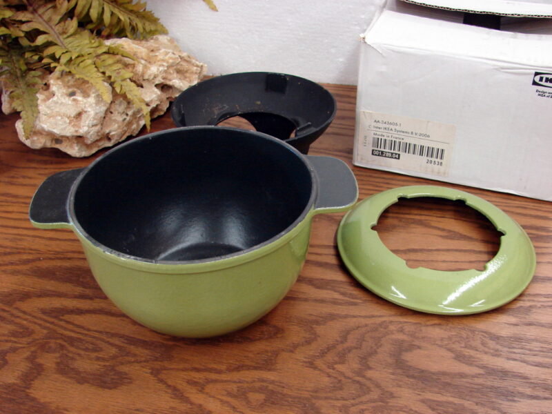 Ikea Cast Iron Fondue Pot Set New in Box Made in France Avocado Green, Moose-R-Us.Com Log Cabin Decor