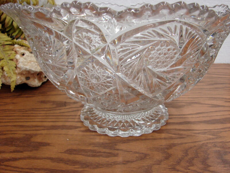 Vintage Imperial Glass Whirling Star Footed Punch Bowl Only, Moose-R-Us.Com Log Cabin Decor