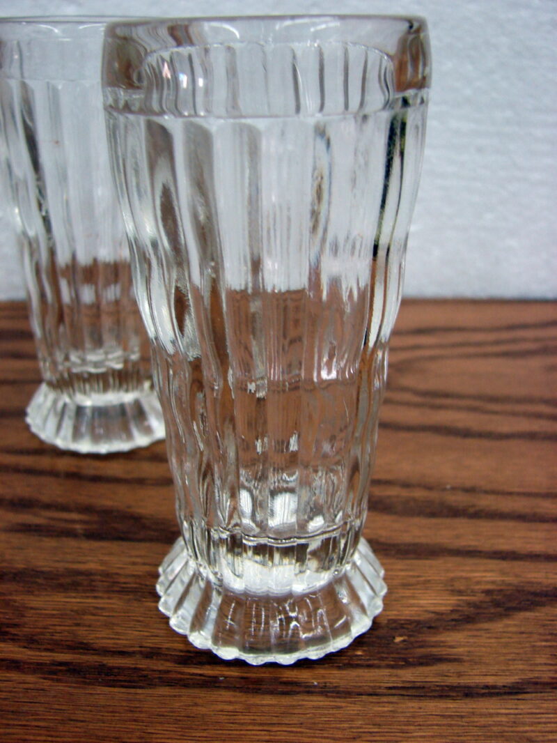 Vintage Jeanette Glass Clear Ribbed Soda Fountain Parfait Juice Glasses 4 1/2&#8243; Set/6, Moose-R-Us.Com Log Cabin Decor