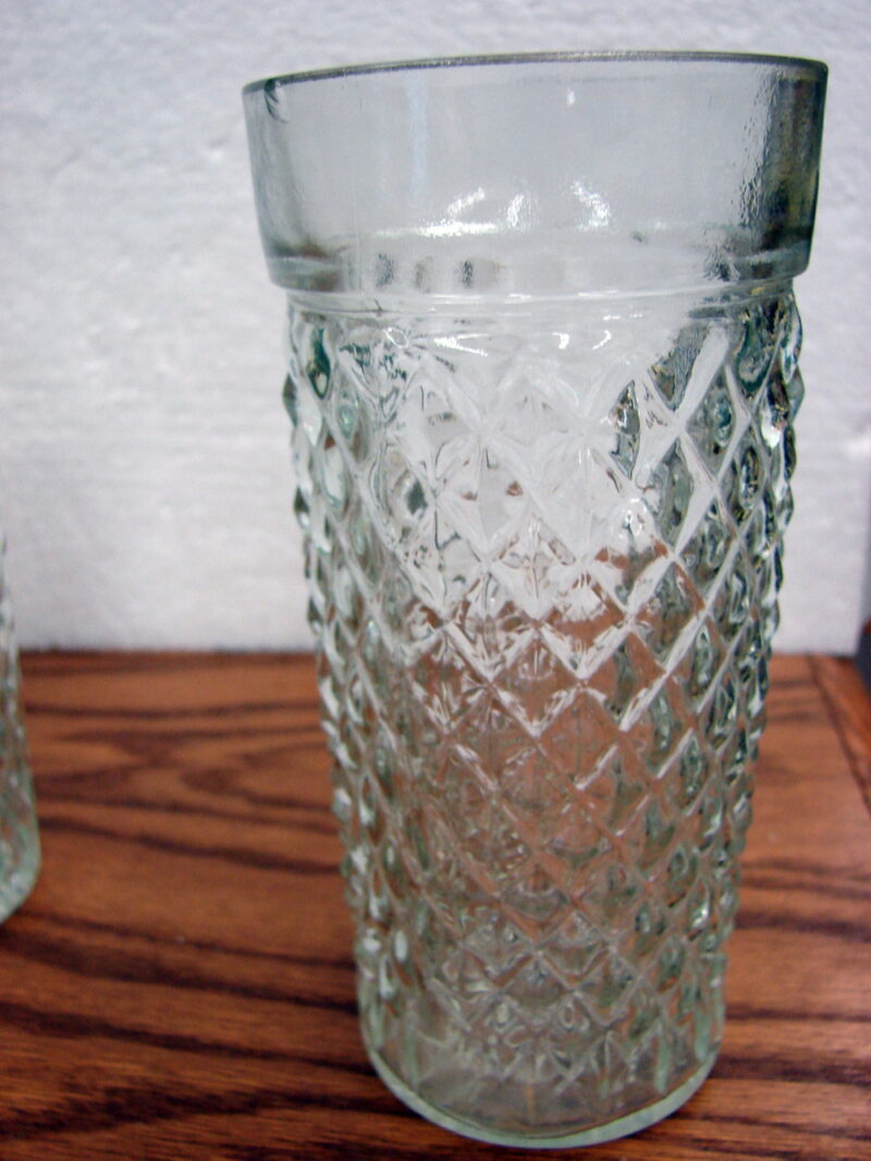 Vintage Anchor Hocking Cut Diamond Quilted Jelly Jar Clear Drinking Glasses Set/6, Moose-R-Us.Com Log Cabin Decor