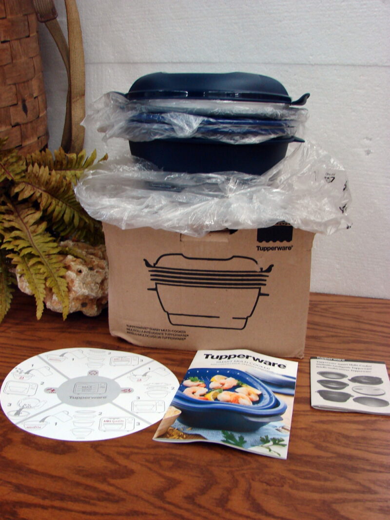 New Tupperware Smart Multi-Cooker Microwave Steamer Cooker Cobalt Blue, Moose-R-Us.Com Log Cabin Decor