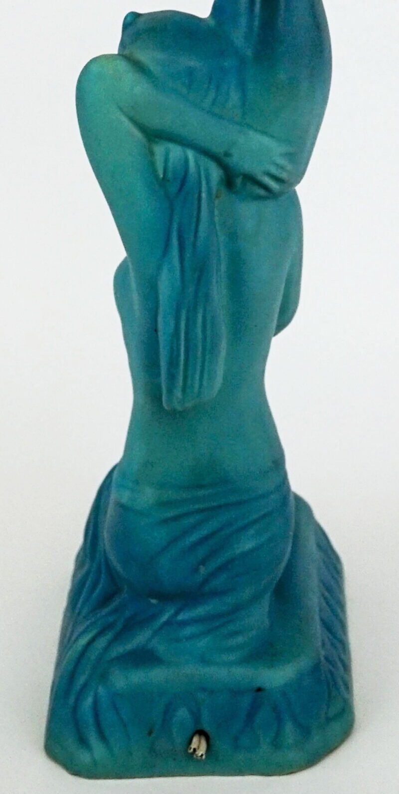 Antique Van Briggle Pottery Ming Blue Grecian Nude Kneeling Never a Lamp, Moose-R-Us.Com Log Cabin Decor