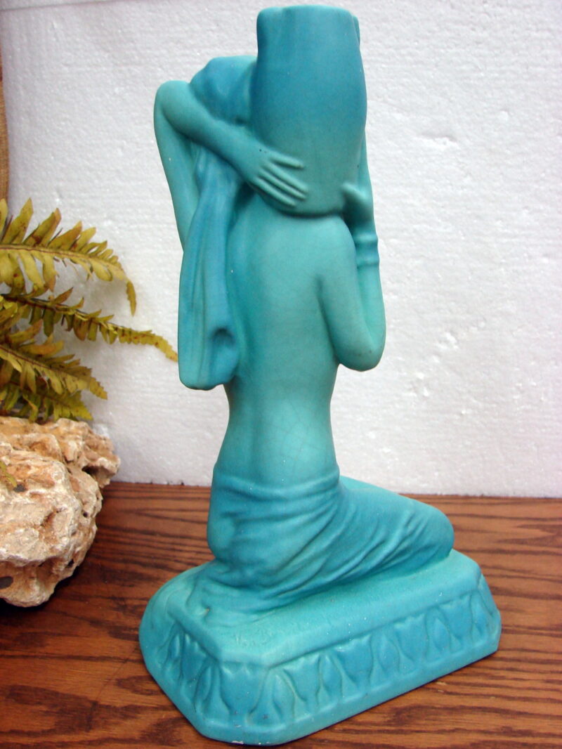 Antique Van Briggle Pottery Ming Blue Grecian Nude Kneeling Never a Lamp, Moose-R-Us.Com Log Cabin Decor