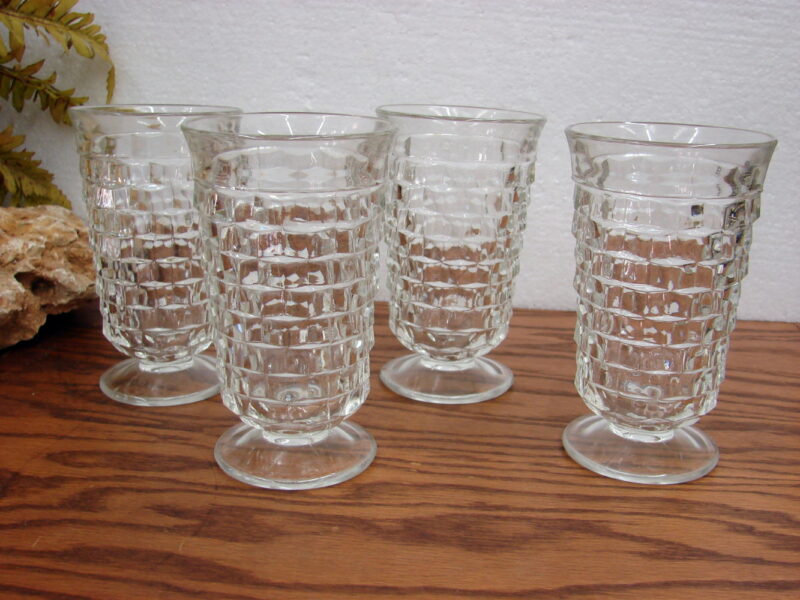 Vintage Crystal Whitehall Colony Cubist 6&#8243; Ice Tea Flared Glasses Set/4, Moose-R-Us.Com Log Cabin Decor