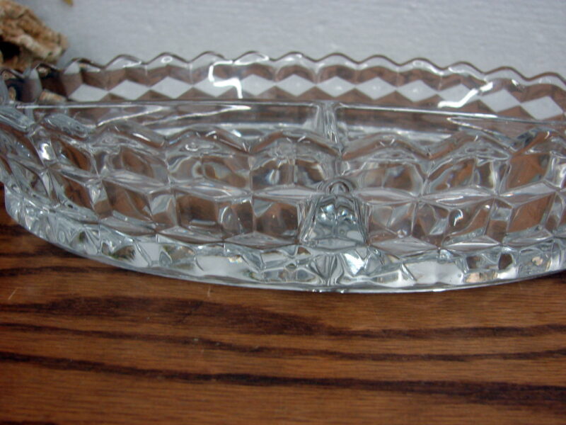 Cubist Fostoria American Clear Vintage Fostoria Glass 3 Part Relish Dish Divided Serving Tray, Moose-R-Us.Com Log Cabin Decor