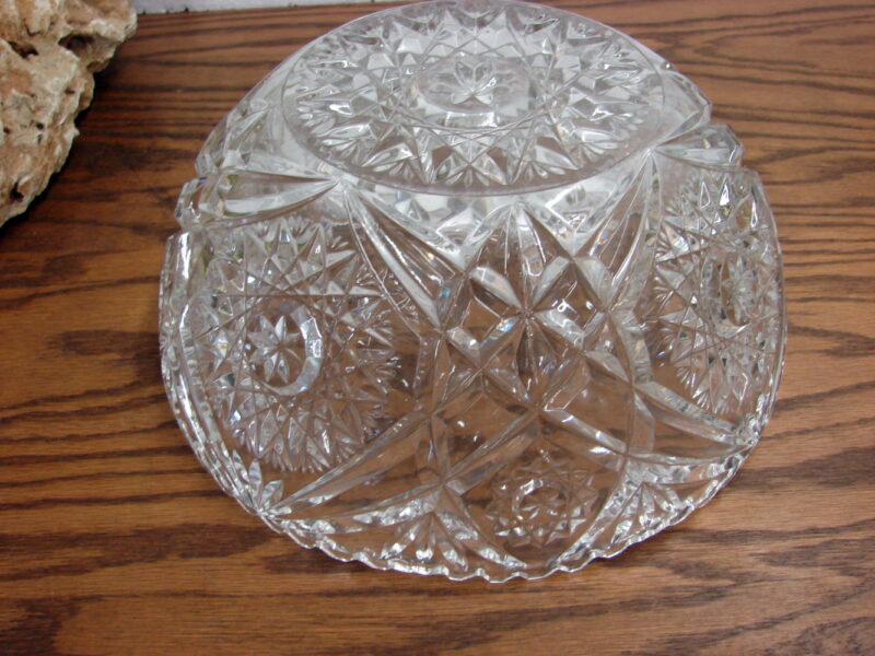 Vintage Germany Lead Crystal Beyer Bleikristall Hobstar Saw Tooth Bowl, Moose-R-Us.Com Log Cabin Decor