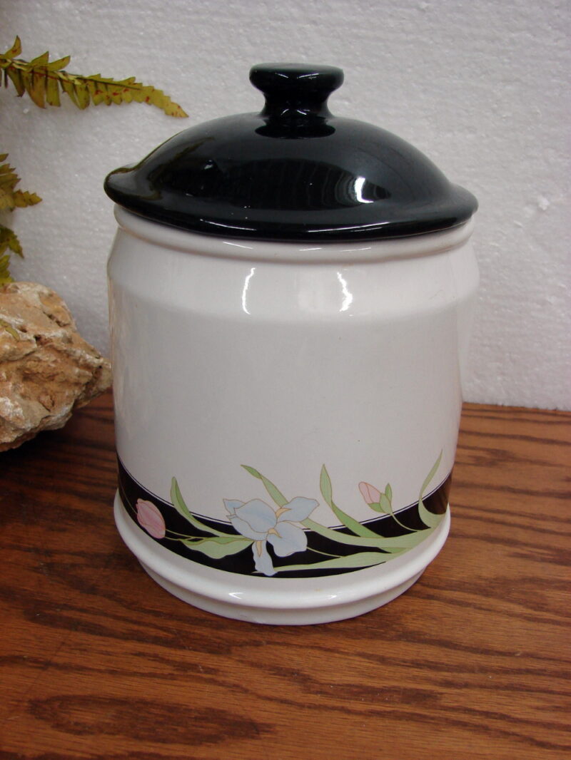 Vintage Fairfield by Vanessa Black Iris Canister 8 x 6&#8243; China Lidded Storage, Moose-R-Us.Com Log Cabin Decor