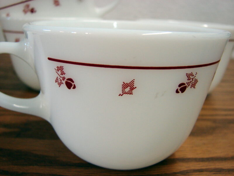 Corning Corelle Burgundy Rose Coffee Cup Mugs Set/4, Moose-R-Us.Com Log Cabin Decor