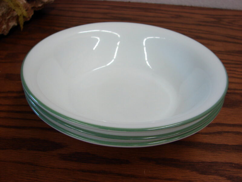 Corning Corelle Delano Green Rim Soup Salad Bowl Set/3, Moose-R-Us.Com Log Cabin Decor