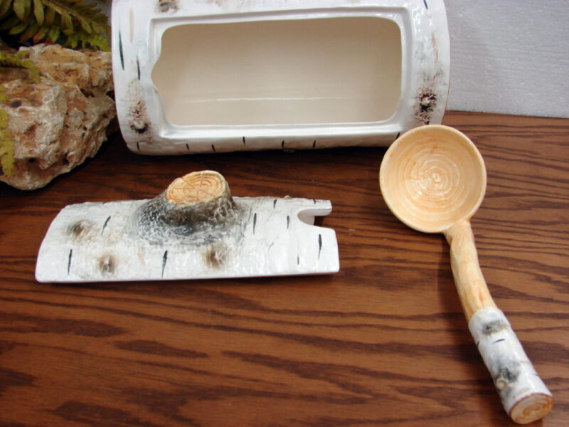 Dept 56 Birch Bark Tree Trunk Soup Tureen w/ Lid and Ladle, Moose-R-Us.Com Log Cabin Decor