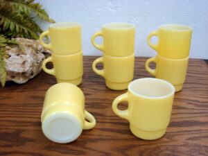 Vintage Retro Anchor Hocking Fire King Milk Glass Wheat 14 pc Snack Set, Moose-R-Us.Com Log Cabin Decor