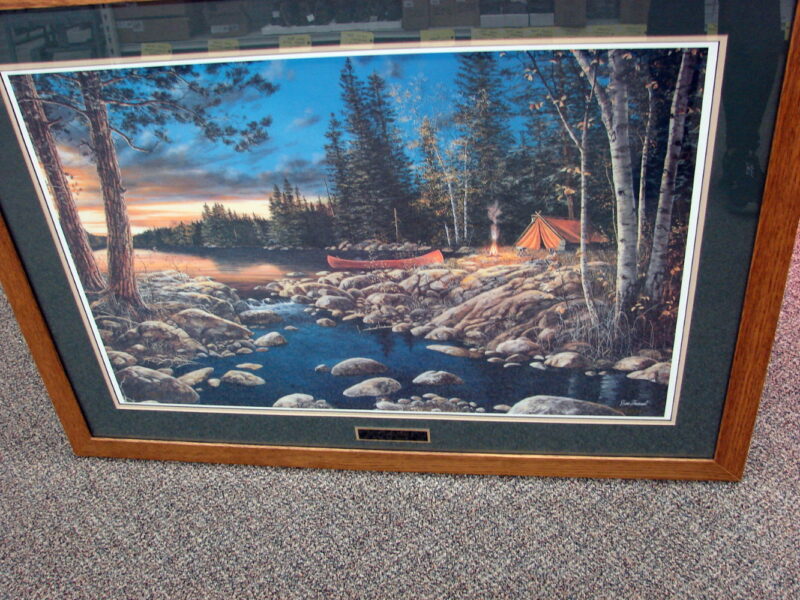 Framed Matted Jim Hensel Headwaters Sofa Size Print Signed Numbered, Moose-R-Us.Com Log Cabin Decor