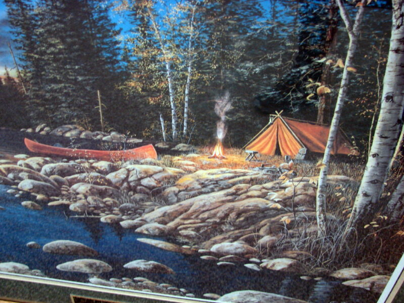 Framed Matted Jim Hensel Headwaters Sofa Size Print Signed Numbered, Moose-R-Us.Com Log Cabin Decor