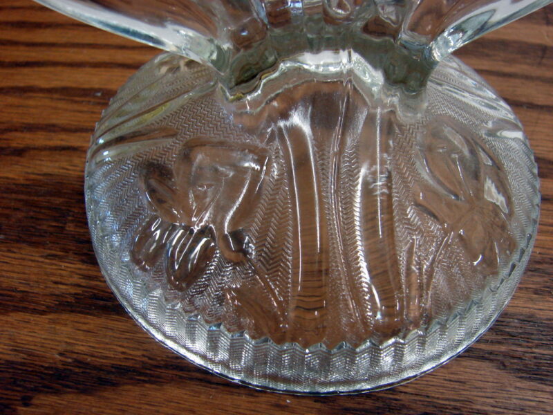 Pair Vintage Jeanette Glass Clear Iris Herringbow Candelabra Candle Holders, Moose-R-Us.Com Log Cabin Decor