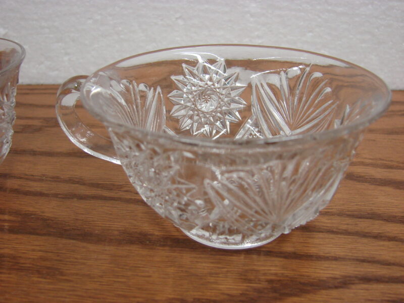 Vintage Glass Lancaster EAPG Punch Cups Set/9 Clear Patterned, Moose-R-Us.Com Log Cabin Decor