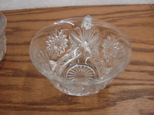 Set/12 Vintage LE Smith Glass Pinwheel Star Slewed Horseshoe Punch Bowl Cups Only, Moose-R-Us.Com Log Cabin Decor