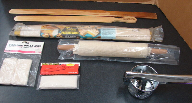 Vintage Lefse Making Accessories Rolling Pin Covers Pastry Frame Turners Ricer, Moose-R-Us.Com Log Cabin Decor