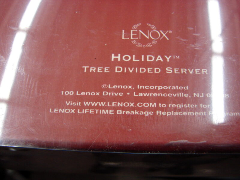 Lenox Holiday Tree Divided Server Holly Gold Trim New in Box, Moose-R-Us.Com Log Cabin Decor