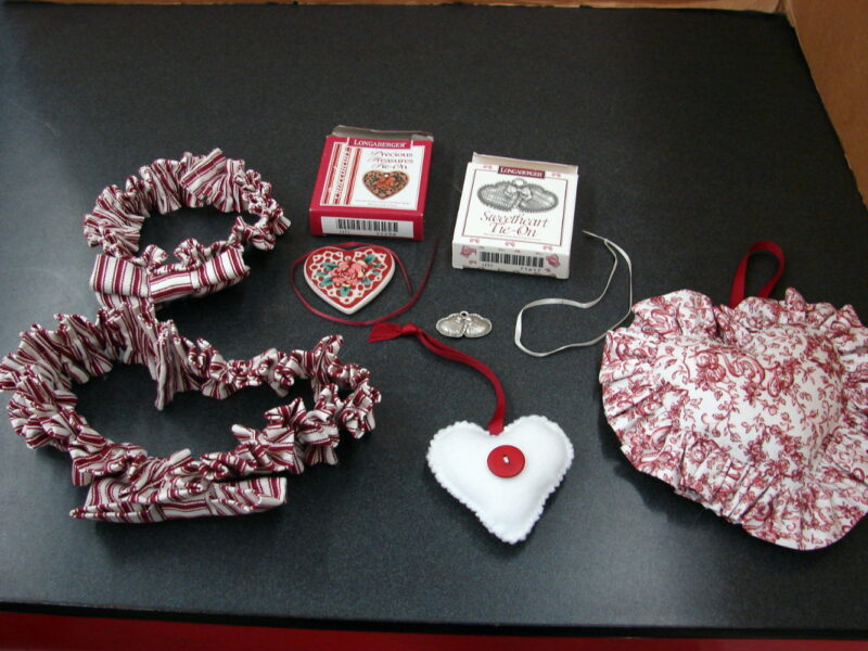 Vintage Longaberger Sweetheart Collection 13+ Pcs Like New Liners Baskets Charms, Moose-R-Us.Com Log Cabin Decor