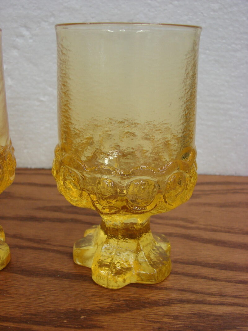 Vintage Set/8 Franciscan Madeira Cornsilk Yellow Footed Water Goblet Glasses, Moose-R-Us.Com Log Cabin Decor