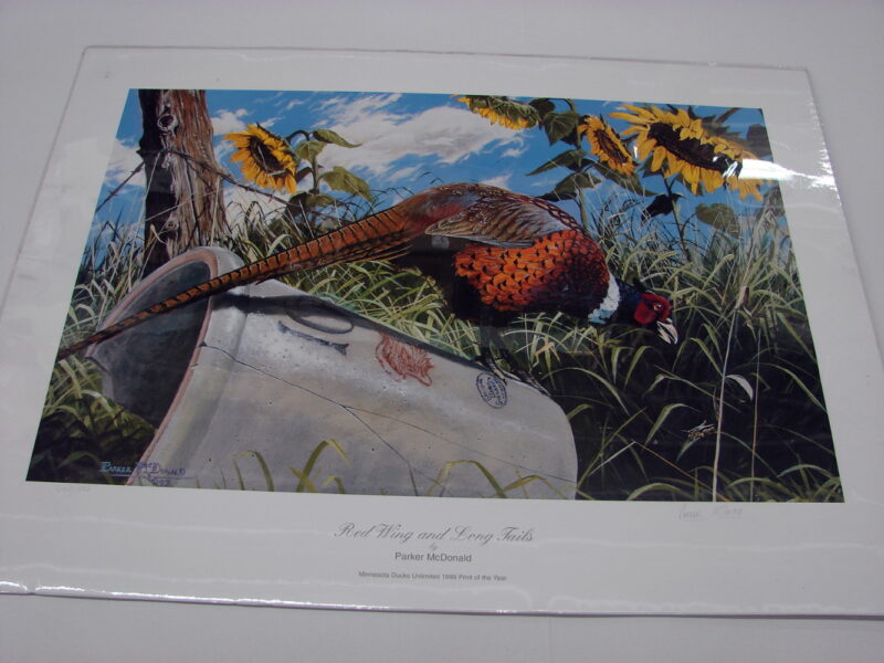 NOS Print Parker McDonald Red Wing &#038; Longtails Crock Pheasant 1999, Moose-R-Us.Com Log Cabin Decor