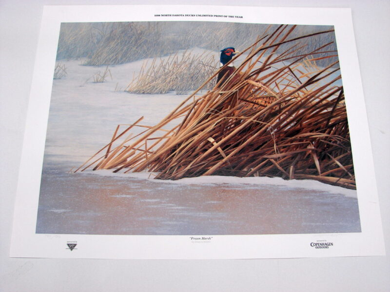 NOS Print Gregory Nelson Frozen Marsh Ringneck Pheasant Copenhagen Outdoors, Moose-R-Us.Com Log Cabin Decor