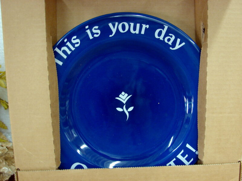 Pampered Chef 1994 Blue Celebration Plate &#8220;This Is Your Day Celebrate” #2820, Moose-R-Us.Com Log Cabin Decor