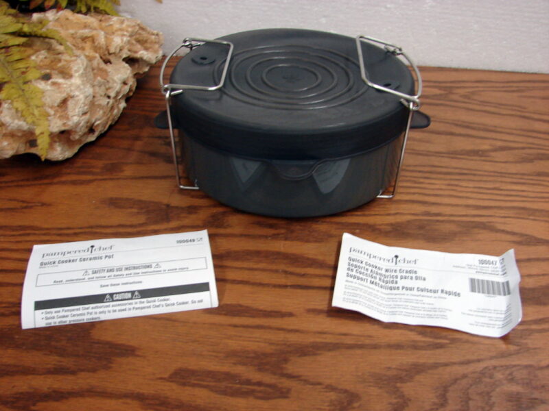 Like New Pampered Chef Quick Cooker Ceramic Silicone Lid Cradle, Moose-R-Us.Com Log Cabin Decor