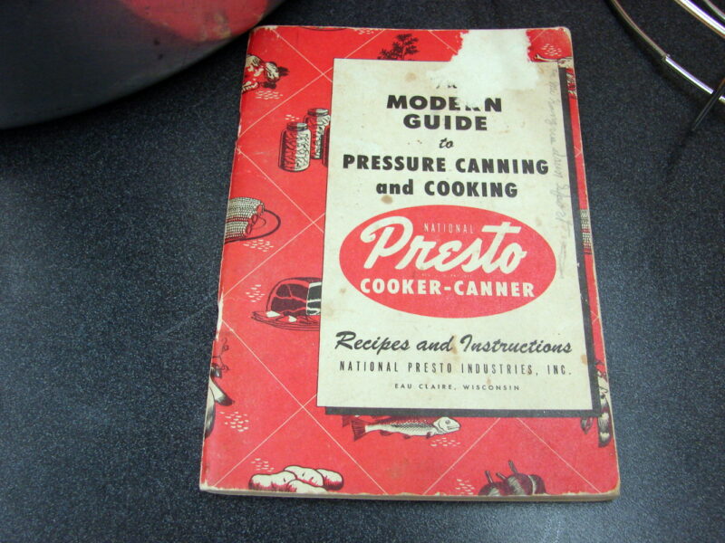 Vintage Presto 7AV 16 Qt Pressure Cooker Canner Complete w/ Book Rack Regulator, Moose-R-Us.Com Log Cabin Decor