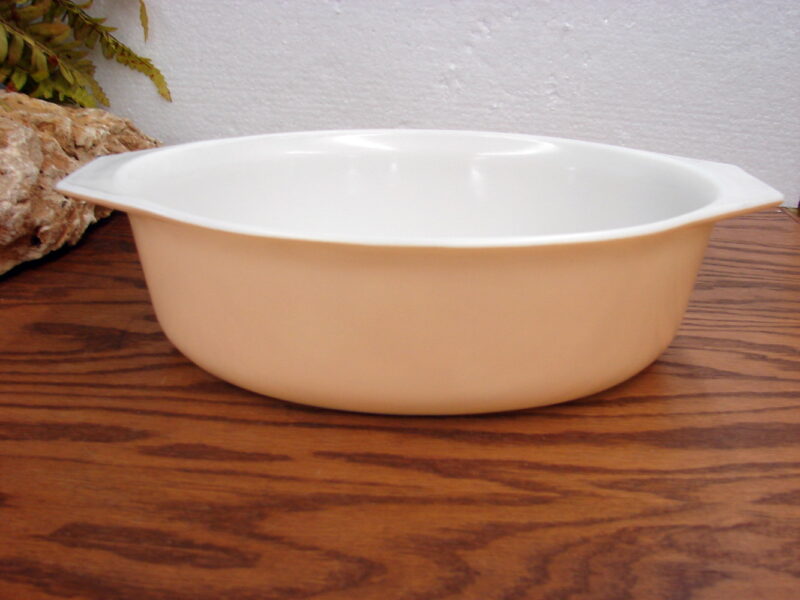 Vintage PYREX Floral Bubble Pale Yellow Beige Bottom Only 045 Oval Casserole, Moose-R-Us.Com Log Cabin Decor