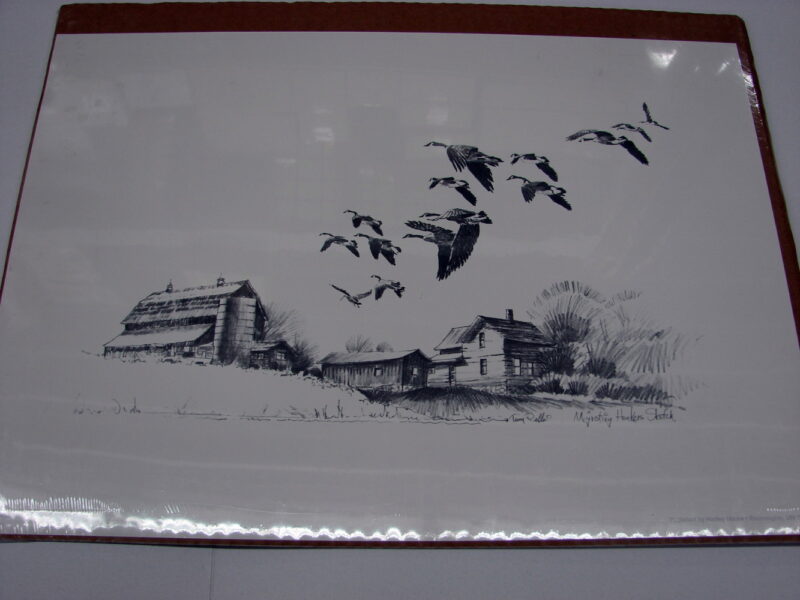 NOS Print Terry Redlin Migrating Honkers Sketch Black/White, Moose-R-Us.Com Log Cabin Decor