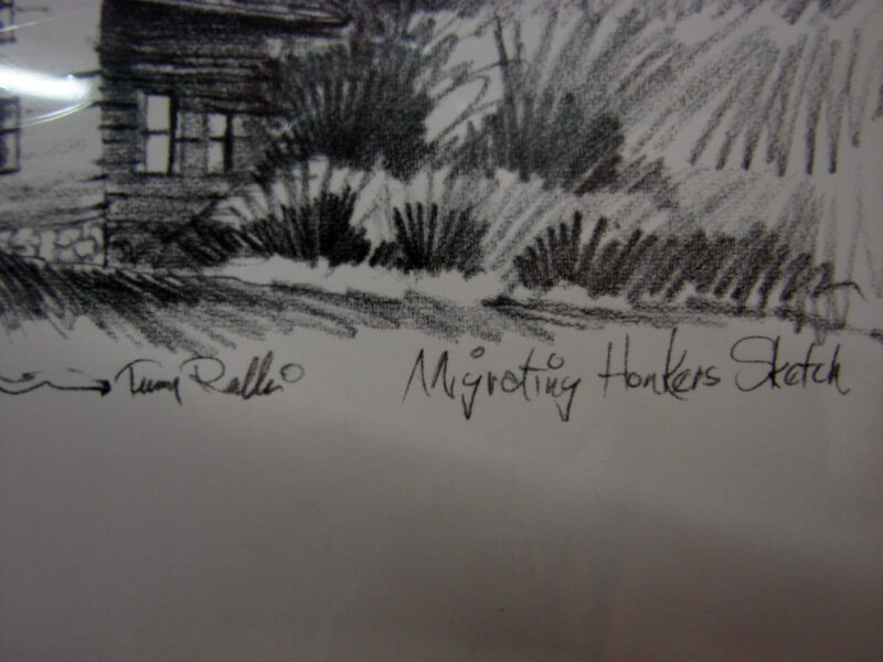 NOS Print Terry Redlin Migrating Honkers Sketch Black/White, Moose-R-Us.Com Log Cabin Decor